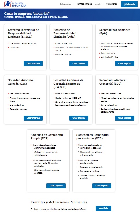 En el Paso 4 deberás poder elegir el tipo de empresa o sociedad que quieres crear en esta platafoirma de registro de empresas y sociedades